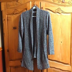 Notations brown and cream variegated cardigan sweater